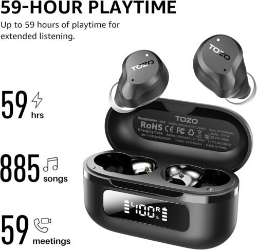 "Immerse Yourself: TOZO's Advanced Noise-Canceling Wireless Earbuds with 59-Hour Playtime and Customizable EQ!" - 이미지 3