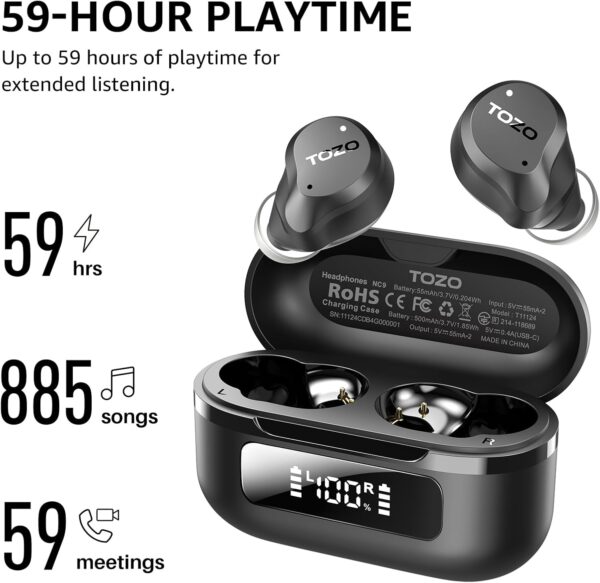 "Immerse Yourself: TOZO's Advanced Noise-Canceling Wireless Earbuds with 59-Hour Playtime and Customizable EQ!" - Image 3