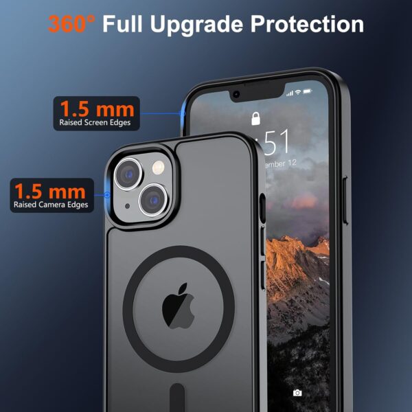 SUPFINE Magnetic for iPhone 14 Case & iPhone 13 Case (Compatible with MagSafe)(Military Grade Drop Protection) Slim Translucent Matte Shockproof Phone Cover,Black - Image 4