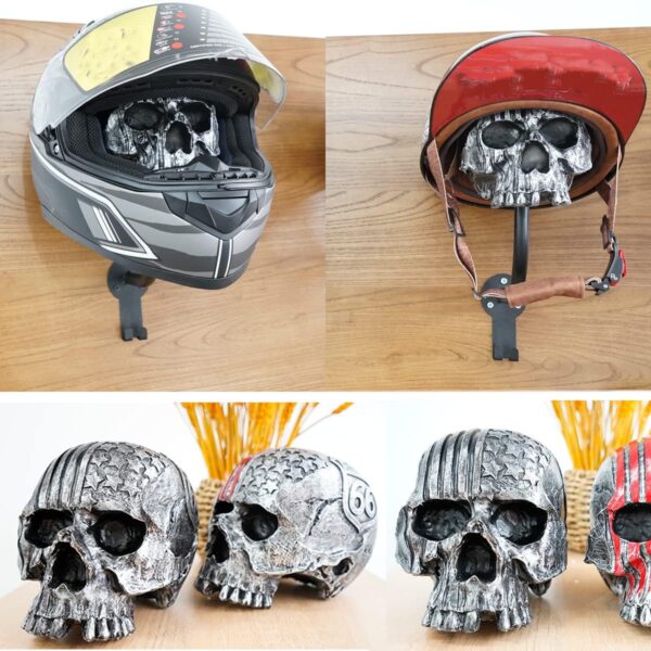 Helmet Holder,Skull Helmet Holder Wall Mount Helmet Rack with 2 Hooks Helmet Hanger for Coats,Caps,Baseballs,Rugby Helmet,Motorcycle Accessories - Image 6