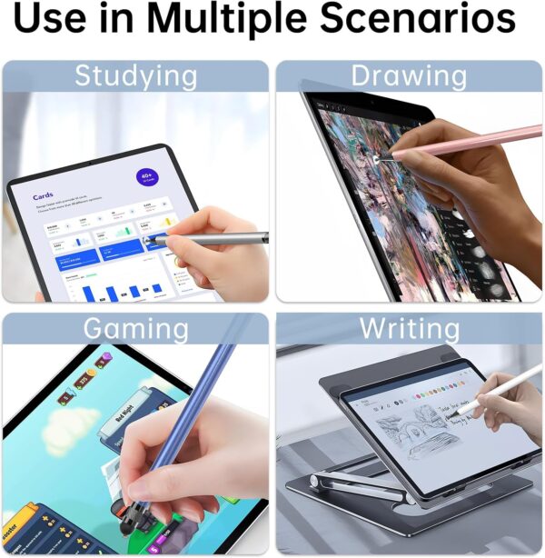 Stylus (5 Pcs), 2-in-1 Stylus Pen for Touch Screen, High Precision and Sensitivity, Suitable for iPhone/ipad/Android Tablets, Compatible with All Touch Screens (Black/White/Blue/Rose Gold/Silver) - Image 6