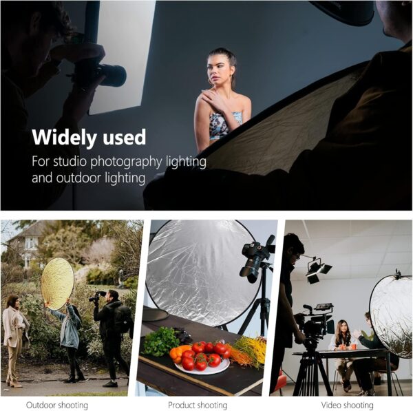 NEEWER 43 Inch/110 Centimeter Light Reflector Diffuser 5 in 1 Collapsible Multi Disc with Bag - Translucent, Silver, Gold, White, and Black for Studio Photography Lighting Outdoor - Image 7
