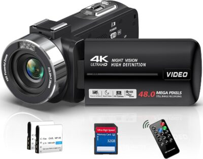 "Capture Every Moment: Ultra 48MP 4K Vlogging Camcorder with 18X Zoom & Night Vision – Complete Kit for YouTube Creators!"