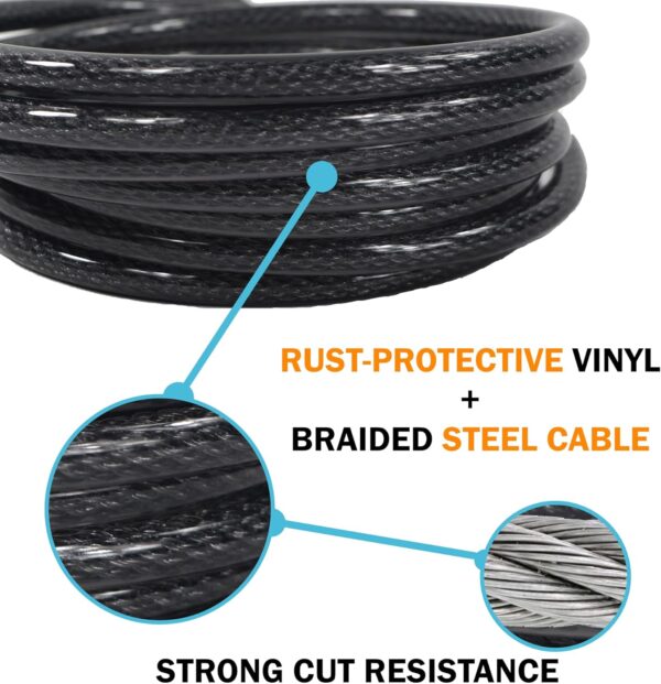 Lumintrail 12mm (1/2 inch) Heavy-Duty Security Cable, Vinyl Coated Braided Steel with Sealed Looped Ends (4', 7', 10', 15' or 30') (4-FT) - Image 5