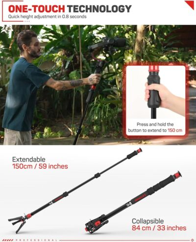 Elevate Your Shots: IFOOTAGE Cobra 3 A150S-Ⅲ Monopod with Tripod Base and Effortless One-Touch Lift! - 이미지 5