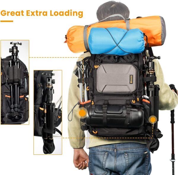 TARION Pro 2 Bags in 1 Camera Backpack Large with 15.6" Laptop Compartment Waterproof Rain Cover Extra Large Travel Hiking Camera Backpack DSLR Bag - Image 6