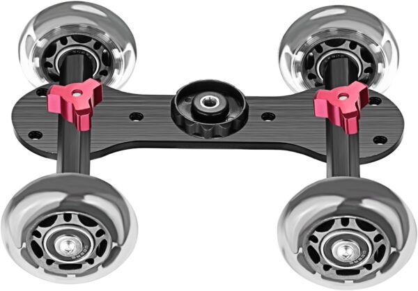 Neewer Scaled Camera Table Dolly Slider with 22 pounds/10 kilograms Load Capacity Skater Design Aluminum Rods Rotatable Rubber Wheels 1/4-inch 3/8-inch Screw Threads for DSLRs Video Camcorders (Black) - Image 6