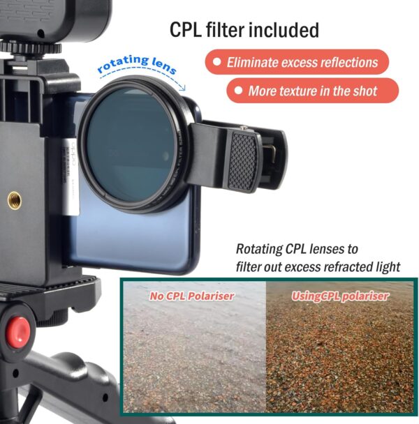 YouTube Starter Kit,Vlogging Kit for iPhone 15 Android Phone,Content Creator Kit for Blogger Vlogging Camera Kit with MicrophoneLED lightCPL lensRemote Control - Image 6
