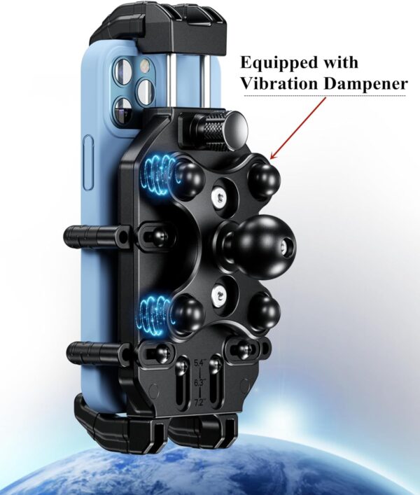 BRCOVAN Motorcycle Phone Holder with Vibration Dampener & High-Speed Secure Lock, Anti-Theft Motorcycle Phone Mount Handlebar Cellphone Holder for Bike Bicycle Scooter ATV Fit 5.4''-7.2'' Smartphones - Image 8