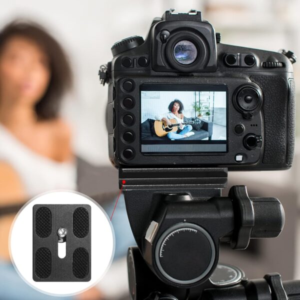 Frienda 2 Pieces Metal Quick Release Plate with 1/4''-20 Camera Screw Tripod Mount Plate Fits Standard for DSLR Camera Tripod Ball Head(Black,Pu50) - Image 6