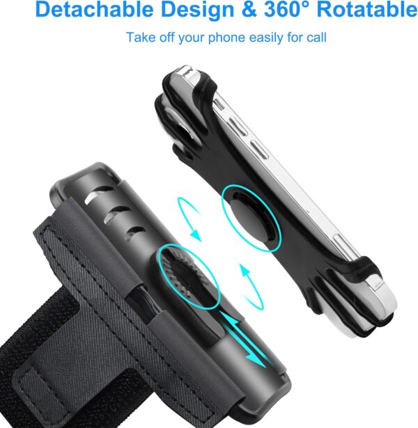 Cell Phone Running Armband - Detachable & 360° Rotatable Universal Cellphone Arm Band for iPhone 16 15 14 13 12 Pro Max Plus Samsung Galaxy Note S24 S23 for Workout Exercising Walking Jogging - Image 2