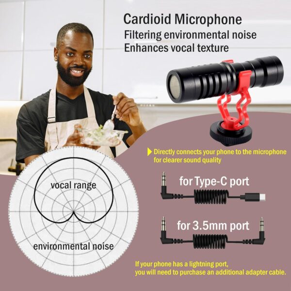 YouTube Starter Kit,Vlogging Kit for iPhone 15 Android Phone,Content Creator Kit for Blogger Vlogging Camera Kit with MicrophoneLED lightCPL lensRemote Control - Image 4