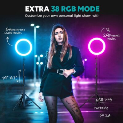 Illuminate Your Creativity: Weilisi 10" Versatile Selfie Ring Light with Adjustable Tripod & 38 Vibrant Color Settings! - 이미지 5