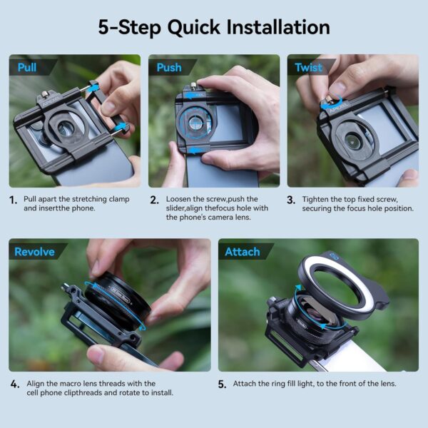 APEXEL 10-20X Macro Lens for iPhone & Android Phones | HD Photography Lens Kit with Universal Clip & 45-Mode Fill Light | Capture Still Life Close-Ups, Insects, Plants, Jewelry, Food & Small Objects - Image 9