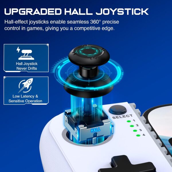 Mobile Game Controller for iPhone/Android, Wireless Phone Controller Support Phone Case, Gaming Controller with Hall Joystick Suitable for Xbox Game Pass, Steam Link, Roblox, Call of Duty & More, White - Image 3
