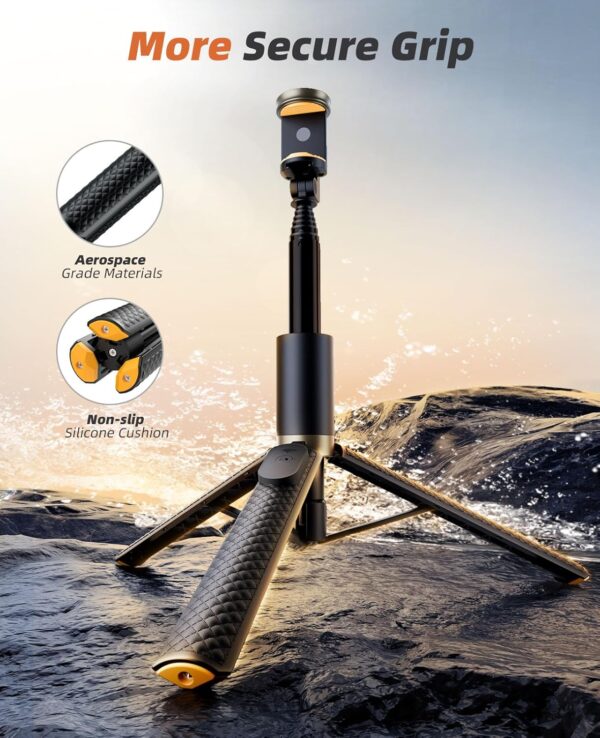 62" Phone Tripod & Selfie Stick, Tripod for iPhone with Remote, All-in-1 Cell Phone Stand, Portable, Lightweight Extendable for Selfies Video Recording Vlog, Compatible with iPhone Android - Image 4