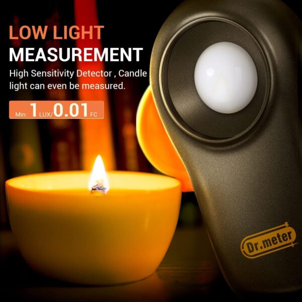 Dr.meter LX1330B Digital Illuminance Light Meter, 0-200,000 Measurement Range Lux Meter, Lighting Intensity Brightness Measurement for Indoor Outdoor, Light Meters for Plants - Image 4