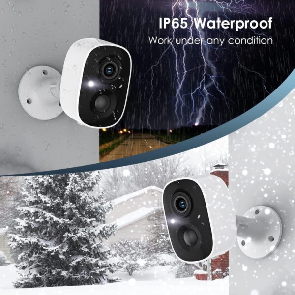 GMK Security Cameras Wireless Outdoor, 2K Color Night Vision AI Motion Detection 2-Way Talk Battery Powered 3MP WiFi Home Indoor Camera IP65 Waterproof Spotlight Siren Alarm Cloud/SD Storage 4-Pack - Image 3