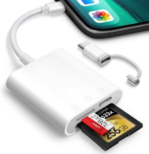 "Capture Moments Anywhere: Oyuiasle Dual-Slot SD Card Reader for iPhone and iPad"