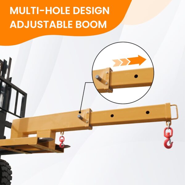 Versatile 6600lb Forklift Jib Boom Crane: Elevate Your Warehouse Efficiency with Dual Hook Mobility! - Image 3