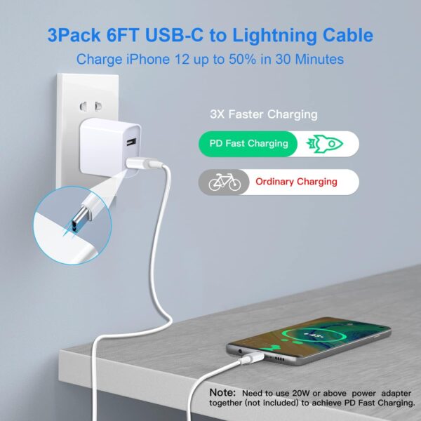 Ultimate 3-Pack 6FT MFi Certified Lightning Cables: Fast Charge Your iPhone and iPad in Style! - Image 2