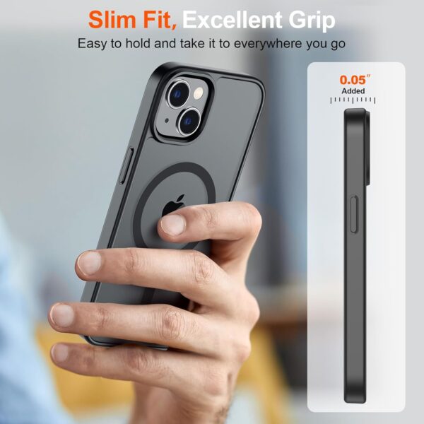 SUPFINE Magnetic for iPhone 14 Case & iPhone 13 Case (Compatible with MagSafe)(Military Grade Drop Protection) Slim Translucent Matte Shockproof Phone Cover,Black - Image 7