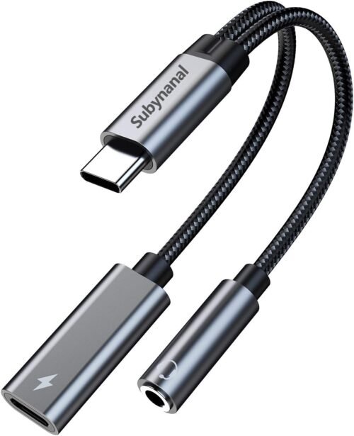 "Ultimate 2-in-1 USB-C Adapter: Charge & Tune with Fast Charging and AUX Compatibility for iPhone 15/16, Samsung Galaxy S22/S21/S20, and Pixel!"