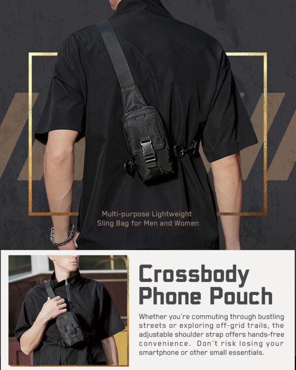 Small Sling Phone Bag for Women Men, Cell Phone Crossbody Bags Casual Smartphone Cross Body Purse Chest Bag with Left/Right Carry for Travel Fits Up to 6.9" Screen - Image 2
