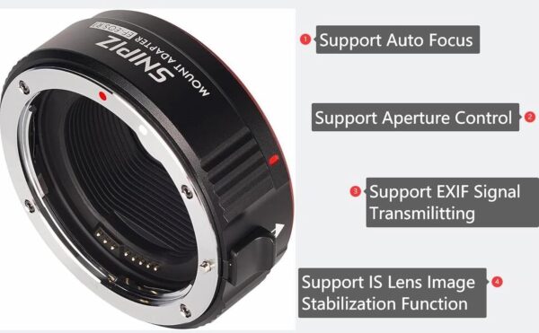 Lens Mount Adapter EF-EOS R - Auto Focus Compatible with Canon EF/EF-S Lens to EOS R, EOS RP, EOS R100, EOS R50, EOS R8, EOS R10, EOS R7, EOS R5C, EOS R3, EOS R6, EOS R5, EOS R6II Cameras - Image 4
