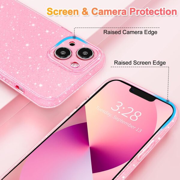 Dazzling Hython iPhone 13 Case: Sparkly Pink Glamour with Slim Shockproof Protection for Fashion-Forward Women - Image 3
