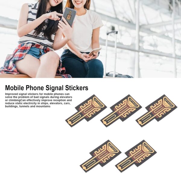 ASHATA 5Pcs Cell Phone Booster Sticker, Mobile Phone/Walkie Talkies/Buzzers Enhancement Sticker for Outdoor Camping Elevators Tunnels and Mountains - Image 3