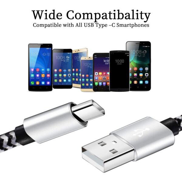 USB Type c Cable, 5 Pack (6FT) Nylon Braided USB C Cables 3A Fast Charging Charger for Samsung Galaxy S9/S8 Note8/9 20 10 S21 S20 S10 Plus C Cord - Image 7
