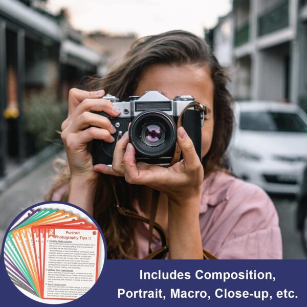 DSLR Cheat Sheet for Canon Nikon Sony Camera Accessories Photography Gifts Photographer, Quick Reference Cards Photography Guides & Tips: Settings, Exposure, Modes, Composition, Lighting Etc 4×3 Inch - Image 6