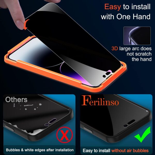 "Ultimate Privacy Shield: Ferilinso 3-Pack Tempered Glass Protectors for iPhone 14 Pro Max" - Image 6