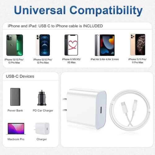 Get Powered Up: Dual Fast Charging Wall Blocks with Extra Long USB C to Lightning Cables for Your iPhone & AirPods! - 이미지 7