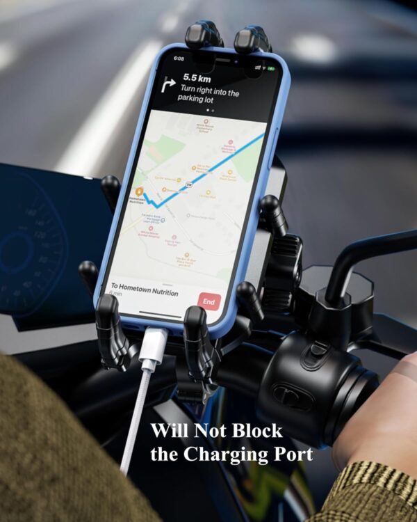 BRCOVAN Motorcycle Phone Holder with Vibration Dampener & High-Speed Secure Lock, Anti-Theft Motorcycle Phone Mount Handlebar Cellphone Holder for Bike Bicycle Scooter ATV Fit 5.4''-7.2'' Smartphones - Image 6