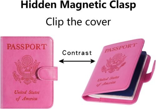Chic RFID-Blocking Leather Passport Wallet: Stylish Travel Companion for All! (Pink) - 이미지 3
