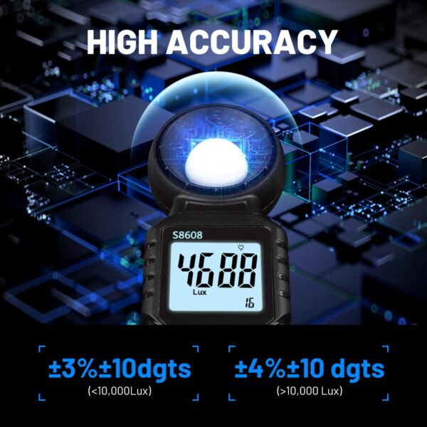 Mcbazel Digital Illuminance Light Meter, Photometer Light Intensity Sense Tester with LCD Display,Lux Meter Range up to 200,000 Lux for Grow Plants/Photography/Indoor/Garden - Image 4