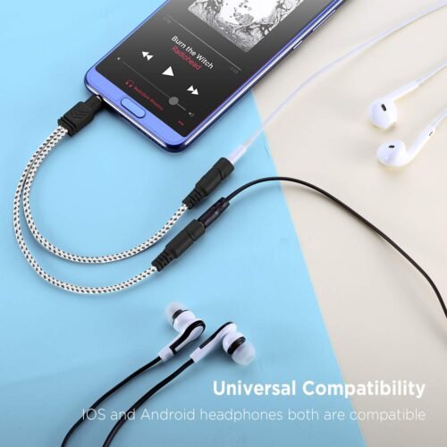 "DUKABEL Zebra White Audio Splitter: Elevate Your Listening Experience with a Stylish 3.5mm TRS Cable" - 이미지 2