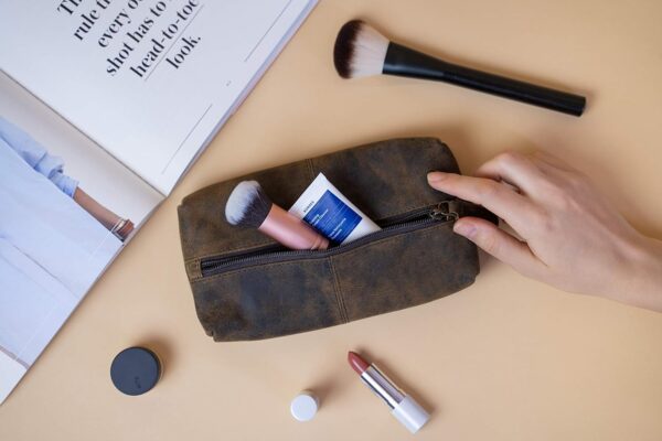 KomalC Genuine Buffalo Leather Zip-Lock Cosmetic & Pencil Pouch – Versatile Makeup and Stationery Case - Image 9