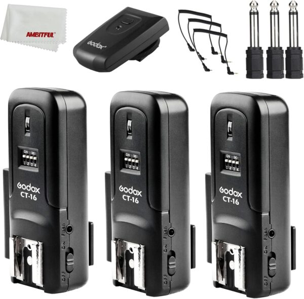 Godox CT 16 CT-16 Trigger 16 Channels Wireless Radio Flash Transmitter+3pcs Receiver Set for Canon Nikon Pentax Olympus Speedlite/Studio Flash