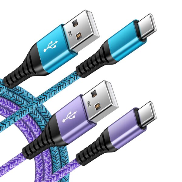C Charger Cord Fast Charging USB Type C Cable Android Charger Cables 6FT 2Pack for Samsung Galaxy S25 S24 S23 S22 S21 S20 Ultra S20+ Note 20 10 S10 S9 Plus A12 A11 A52 Google Pixel 6 5 4 4a 3a XL