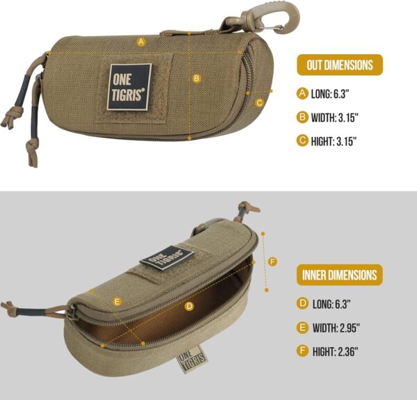 OneTigris Eyeglasses Hard Case Tactical Molle Zipper Sunglasses Carrying Case 1000D Nylon with Clip - Image 6