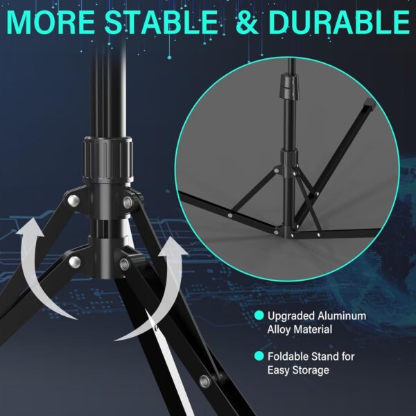 UBeesize 14'' Foldable Ring Light with 62'' Tripod Stand and Phone Holder, LED Selfie RingLight for iPhone with Remote, Circle Light for Tiktok/YouTube/Photography/Makeup/Live Stream - Image 4