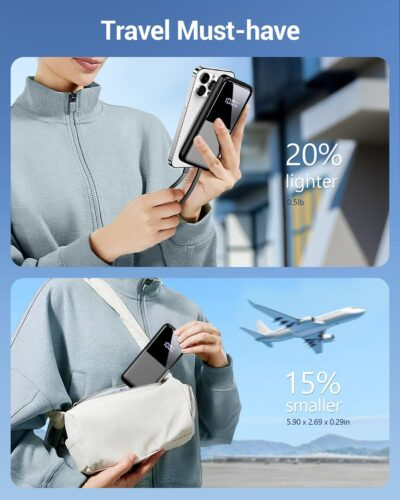 Ultimate 15000mAh Fast Charging Power Bank with Built-in USB-C & iOS Cables – Your On-the-Go Energy Solution! - 이미지 6