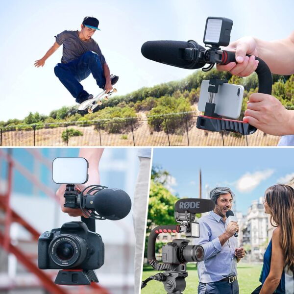 ULANZI U-Grip Pro Handheld Video Rig Steadicam with Triple Cold Shoe, Stabilizing Handle Grip Compatible for iPhone 16 15 14 13 12 Pro Max Xs 8 7 plus Action Camera 13 10 Canon Nikon Sony DSLR Cameras - Image 7