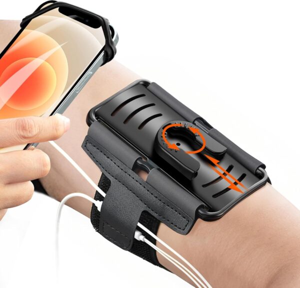 Cell Phone Running Armband - Detachable & 360° Rotatable Universal Cellphone Arm Band for iPhone 16 15 14 13 12 Pro Max Plus Samsung Galaxy Note S24 S23 for Workout Exercising Walking Jogging