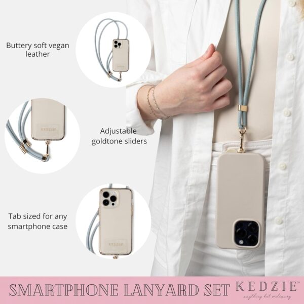 KEDZIE Smartphone Lanyard Set Vegan Leather Universal Phone Lanyard Adjustable Sliders Compatible with Most Smartphones - Image 2