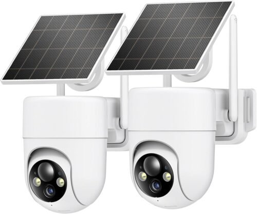 Unleash Total Home Security: Dual 2K Solar Cameras with 360° Coverage and Color Night Vision!