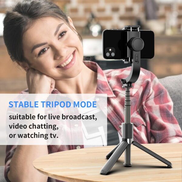 Gimbal Stabilizer for Smartphone ，with Retractable Selfie Stick and Tripod，1-Axis Multifunction Remote 360°Automatic Rotation， Auto Balance for iPhone/Android - Image 6